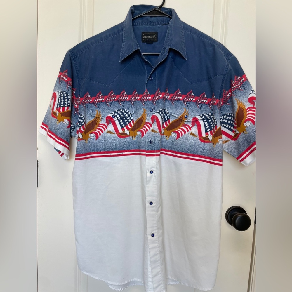 High Noon Western Patriotic Pearl Snap Shirt - Men’s Large